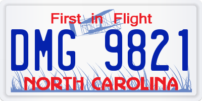 NC license plate DMG9821