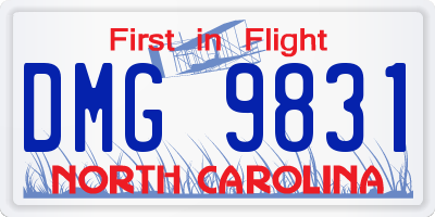 NC license plate DMG9831