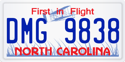 NC license plate DMG9838