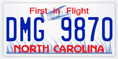 NC license plate DMG9870