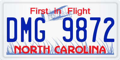 NC license plate DMG9872