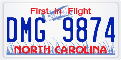 NC license plate DMG9874