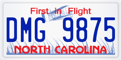 NC license plate DMG9875