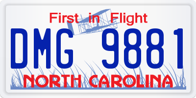 NC license plate DMG9881