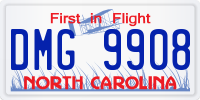 NC license plate DMG9908