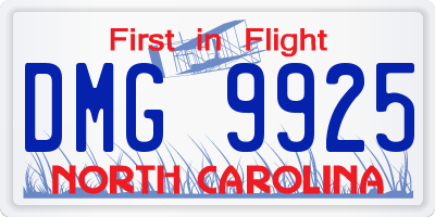 NC license plate DMG9925