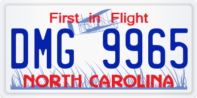 NC license plate DMG9965
