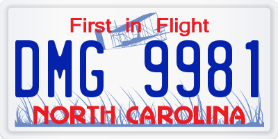 NC license plate DMG9981