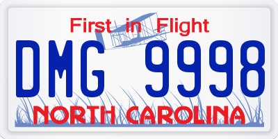 NC license plate DMG9998