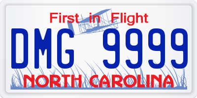 NC license plate DMG9999