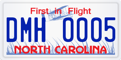 NC license plate DMH0005