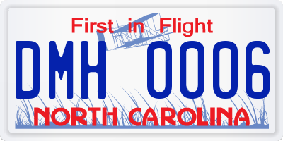 NC license plate DMH0006