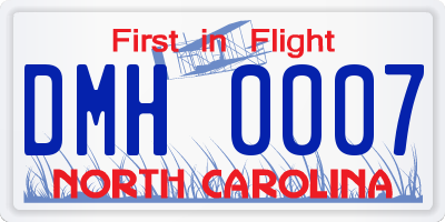 NC license plate DMH0007