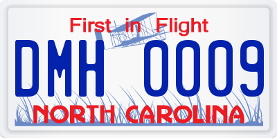 NC license plate DMH0009