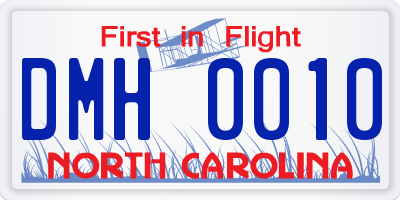 NC license plate DMH0010