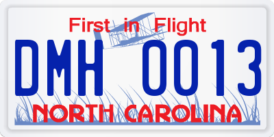 NC license plate DMH0013