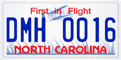 NC license plate DMH0016