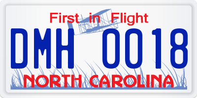 NC license plate DMH0018