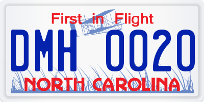 NC license plate DMH0020