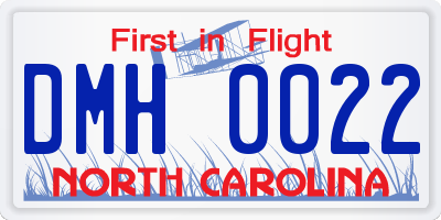 NC license plate DMH0022