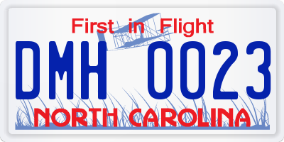 NC license plate DMH0023