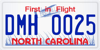 NC license plate DMH0025