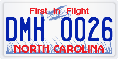 NC license plate DMH0026