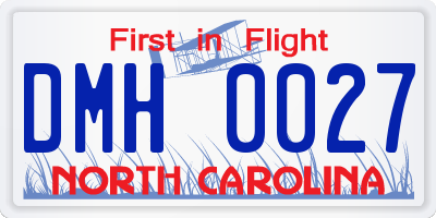 NC license plate DMH0027