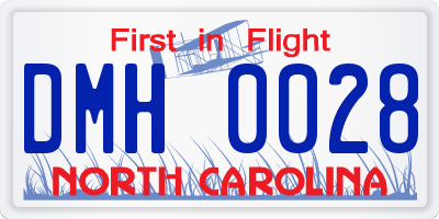 NC license plate DMH0028