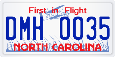 NC license plate DMH0035