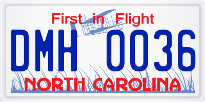 NC license plate DMH0036