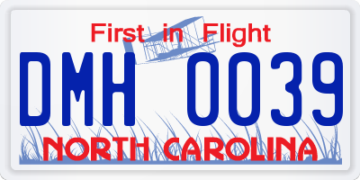 NC license plate DMH0039