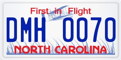 NC license plate DMH0070