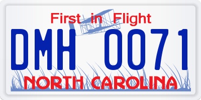 NC license plate DMH0071