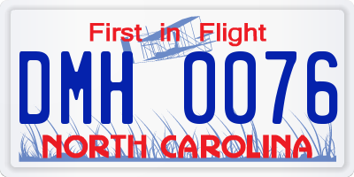NC license plate DMH0076