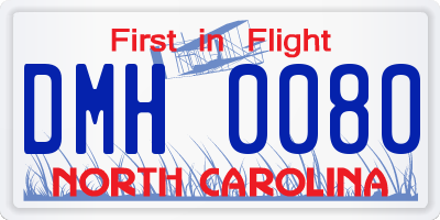 NC license plate DMH0080