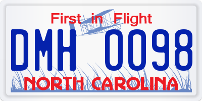 NC license plate DMH0098