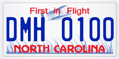 NC license plate DMH0100