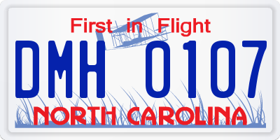 NC license plate DMH0107