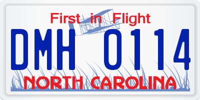 NC license plate DMH0114