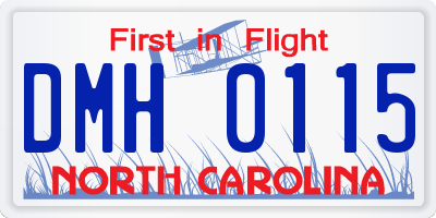 NC license plate DMH0115