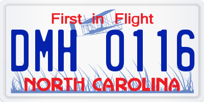 NC license plate DMH0116