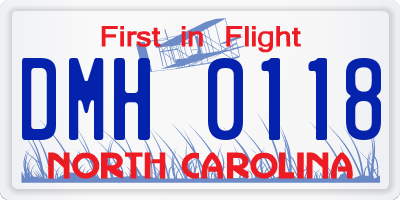 NC license plate DMH0118