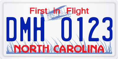 NC license plate DMH0123