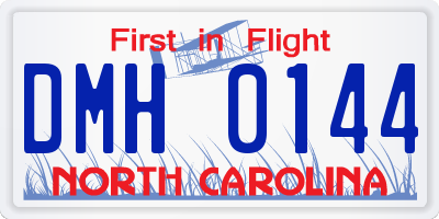 NC license plate DMH0144