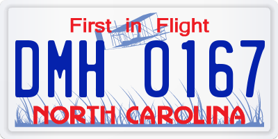 NC license plate DMH0167