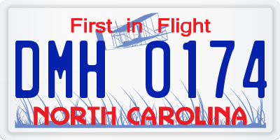 NC license plate DMH0174
