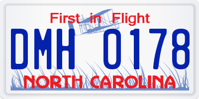 NC license plate DMH0178