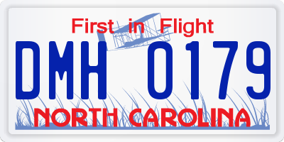 NC license plate DMH0179