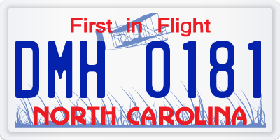 NC license plate DMH0181